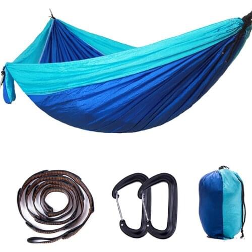 Sleeping sideways ultra-wide and ultra-long parachute cloth hammock outdoor with aluminum buckle chrysanthemum rope tree strap