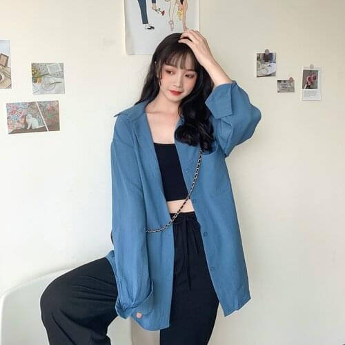 Tops Women Moda Feminina Verao 2021 Cardigan Blouses Shirt Long Sleeve Camisa Chemise Loose Plus Size A258