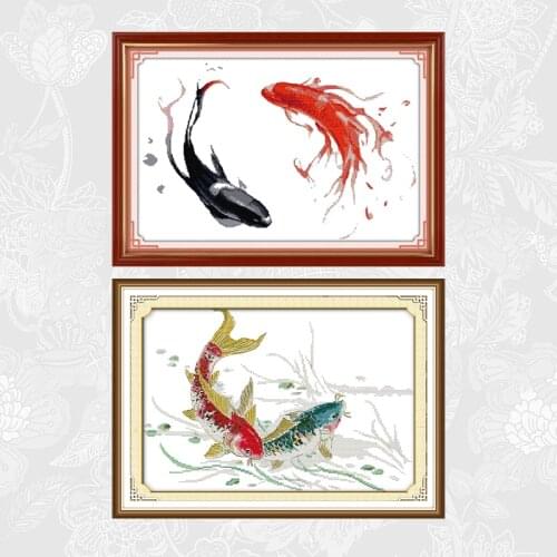 Good luck Carps Cross-stitch Kits 11CT 14CT DIY Handmade Needlework Aida Canvas Chinese Cross Stitch Embroidery Crafts
