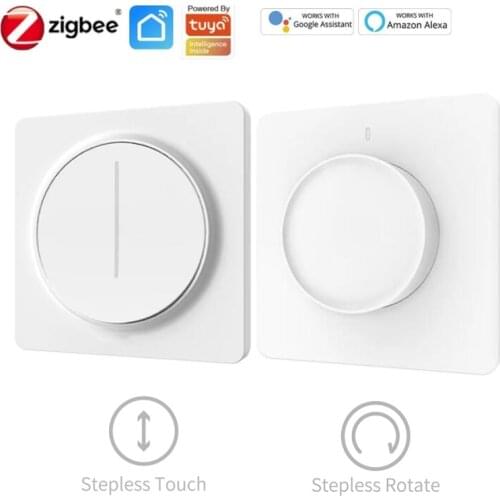 Tuya ZigBee Smart Dimmer Switch Rotary Touch Dimmer Smart Life Remote Control Compatible with Alexa and Google Home EU