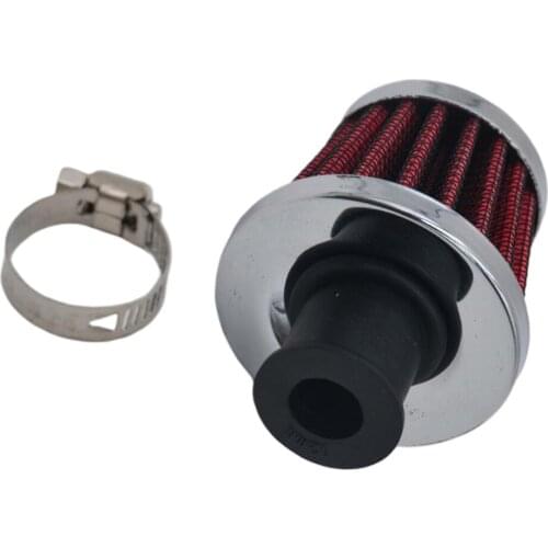 [Red Chrome] Universal 12mm Crankcase Vent Mini Cone Air Breather Filter Intake