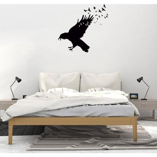 Crow Flock Of Birds Gothic Wall Sticker Hlonl Wall Decal Home Decor Animals Vinyl Wall Sticker Decoration Vinyl DW10077