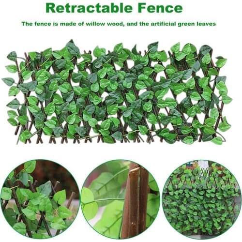 Retractable Artificial Garden Fence Privacy Garden Fence Wood Vines Climbing Frame Plant Courtyard Home Decoration Greenery Wall