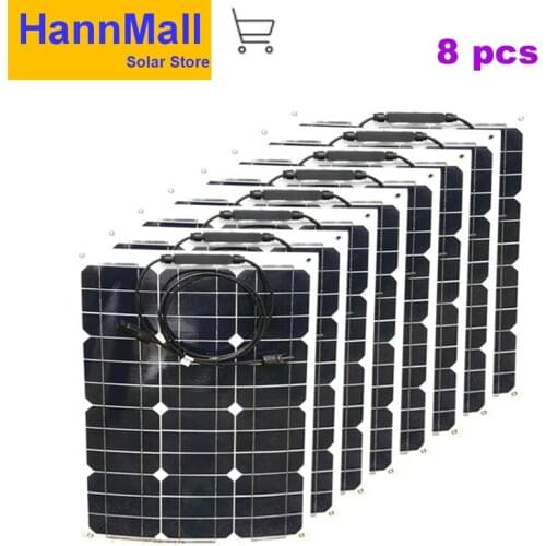 HannMall High Efficiency Flexible Solar Panel 12v 35w Monocrystalline Solar Charger Battery Rv Motorhome Camping Car Caravan