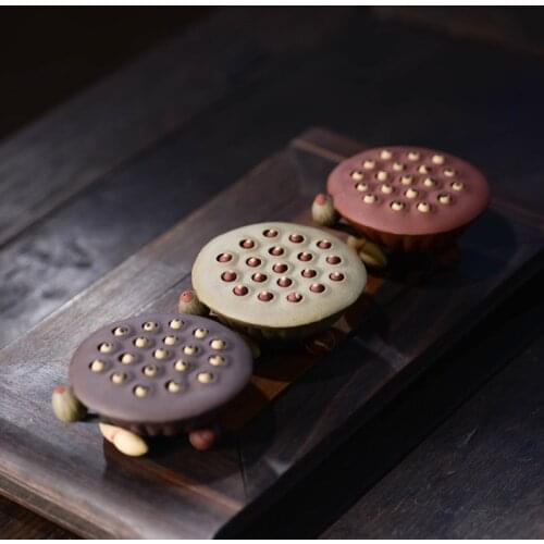 Yixing ZishaLotus seeds Miniaturedecoration Decoration Handmade lotus seed tea set decorations Outdoor garden figurines