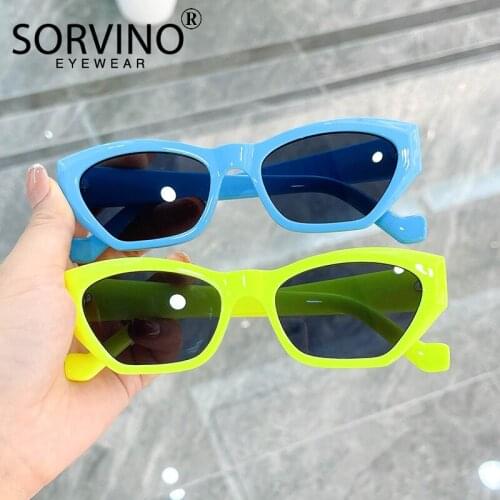 SORVINO Fashion Polygon Cat Eye Sunglasses Women Brand Designer Retro Travel Thick Leopard Pink Blue Womens Sunglass