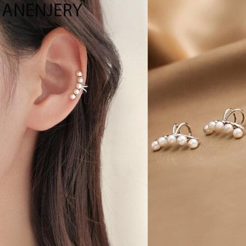 925 Sterling Silver Pearl Ear Cuff Clip Earrings for Women Non-Piercing Bone C-shaped Earrings Fashion Jewelry
