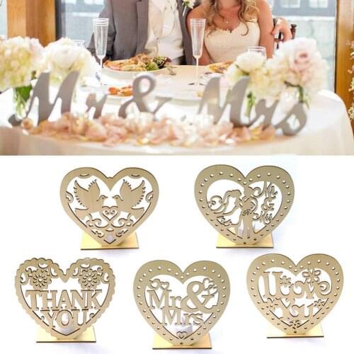 1 Pcs Fashion Wooden Heart Shape Mr Mrs Candlestick Candle Holder DIY Wedding Party Supplies