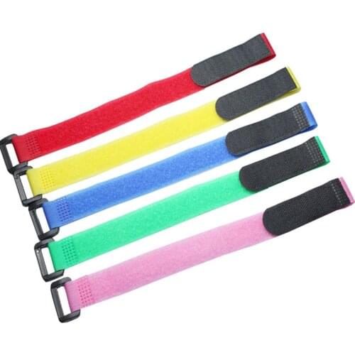 10pcs 2*30cm Reusable Colorful Nylon Strap with plastic buckle Nylon Hook and Loop Cable Cord Ties Tidy Organise