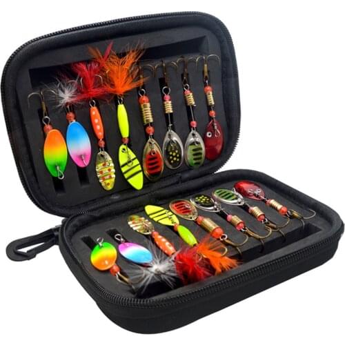 16PCS Trout Colorful spinner Spoon Lure Metal Bait Pesca Freshwater Fishing Feather Tackle Artificial Lake with Bag 3-5g