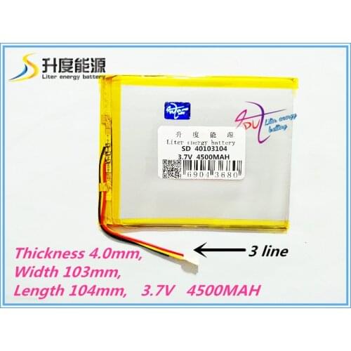 3 line 3.7 V 4500mah (polymer Rechargeable batteries) 10 inches tablet PC 40103104