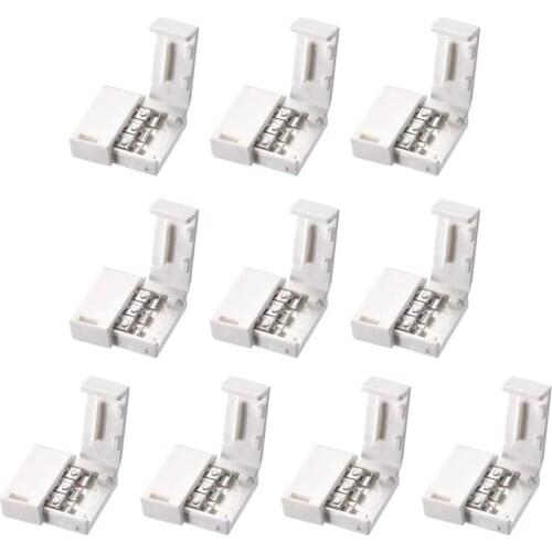 3PIN 8MM FPBC Solderless Connector Adaptor for IP20 Non-Waterproof 2835 3528 5050 CCT Color Led Strip Connector Clip Converter