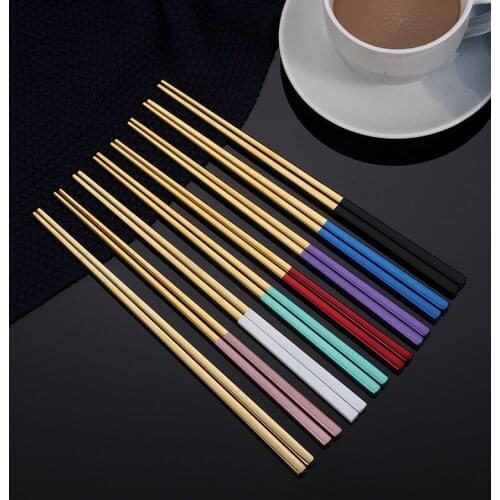8 Pair Stainless Steel Chopsticks Metal Chop Sticks Tableware Silver Gold Multicolor Wedding Party Festival Supplies