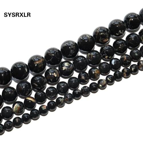 Free Shipping Black Howlite Stone Round Loose Shell Round Beads For Jewelry Making DIY Bracelet Necklace Material 6 8 10 12 MM