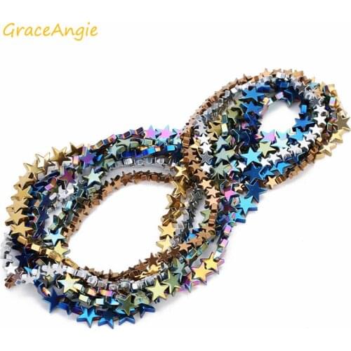 6/8/10mm Gold Silvers Green Black Star Shape Hematite Natural Stone Spacer loose Beads For Jewelry Making Bracelets Necklace Top