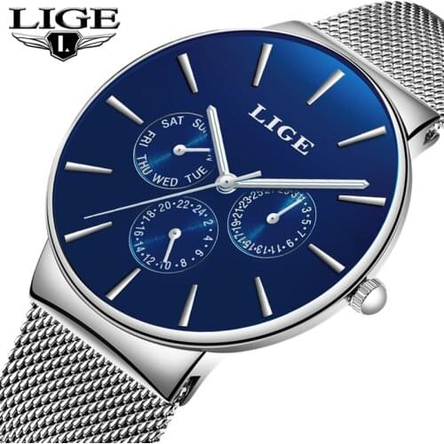LIGE Fashion Sports Mens Watches Top Brand Luxury Ultra Thin Casual Quartz Watch Men Date Waterproof Watches Relogio Masculino