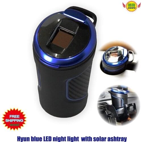 Car Ashtray Holder Cup with LED light solar auto accessories universal Portable luminous lager-caliber ashtray car styling
