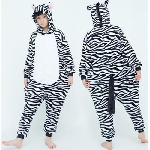 Kids Boys Girls Flannel Pajamas Set Animal Unicorn Zebra Stitch Cartoon Pyjamas For Children Winter Long Sleeve Sleepwear Onesie