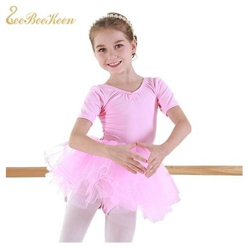 Child Blue/pink/purple Tutu Ballet Dress Gymnastics Leotard Short Sleeve Professional Leotard For Girl Ballet tutu Dance Dress