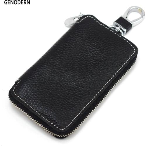 GENODERN New Cowhide Key Holder Genuine Leater Household Multi-functional Storage Key Wallet Keys Organiser