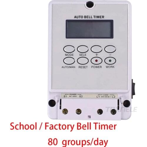 Intelligent microcomputer Auto bell ring timer controller school bell 220V ZYT08 80 times one day
