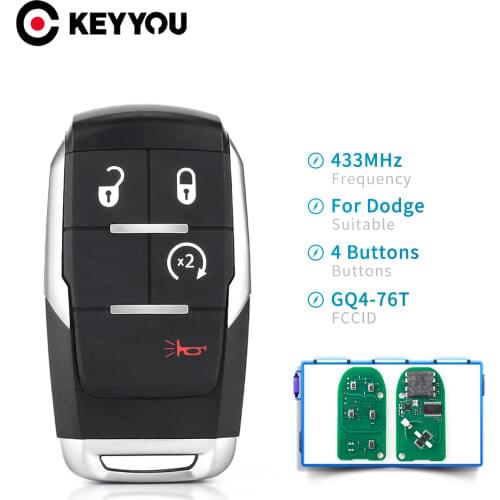 KEYYOU GQ4-76T Remote Car Key 433Mhz For 2019 2020 Dodge Ram Pickup Limited 2500-5500 Keyless 4 Buttons Smart Car Key