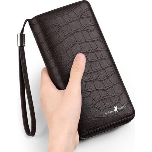 Leather Mens fashion wallet long business large capacity card seat high grade brand handbag Coin Purse
