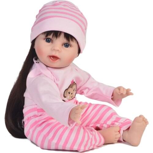 22"55cm silicone reborn baby dolls long hair girl bebes reborn princess toddler doll toys for child xmas gift juguetes