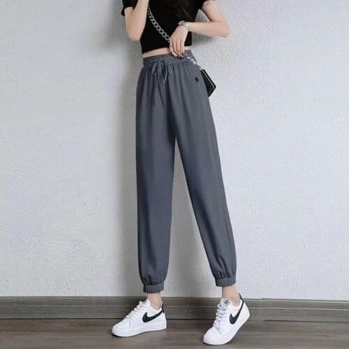 Summer Thin Ice Silk Sweatpants Womens Nine Point Lantern Guard Pants Loose Legged Anti Mosquito Pants Casual Cool Pants