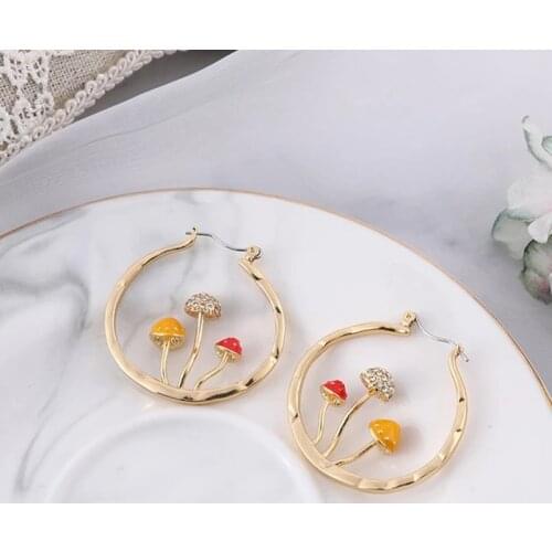 Makersland Mushroom Earrings For Women Unique Drop Earrings Womens Accessories Geometric Fashion Jewelry Wholesale Trend 2021