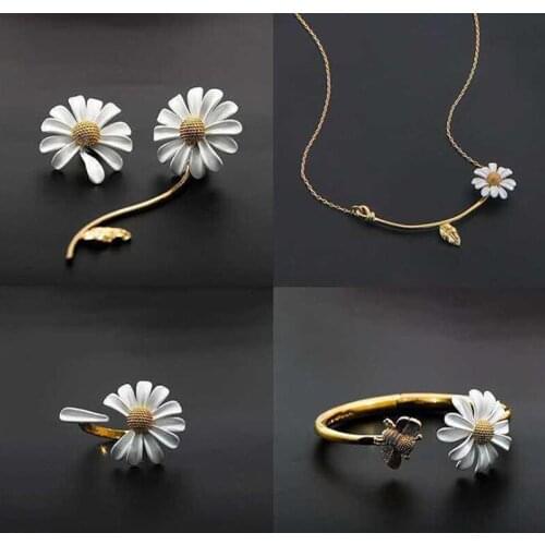 Korean Style Cute Small Flower Stud Earrings For Women Girls Sweet Statement Asymmetrical Earring Party Jewelry Gifts