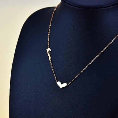 Fashion Heart Rose Gold Color Stainless Steel Necklaces