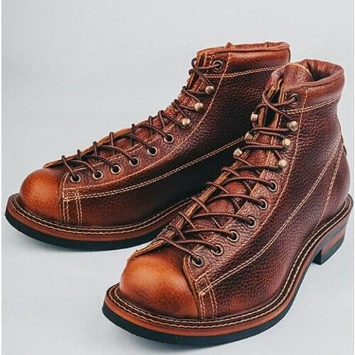Real Leather Men Boots Breathable Retro Mens Paratrooper Tooling Shoes Outdoor