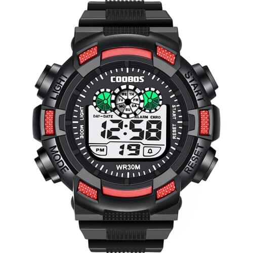 LED Luminous Multi-function Mens Electronic Watch Alarm Timer Stainless Steel Clasp High-quality Silicone Strap Digital Watches