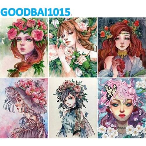 Modern 5D DIY Mosaic Flower Girl Diamond Painting Portrait Diamond Embroidery Full Drill Cross Stitch Kits Home Decor