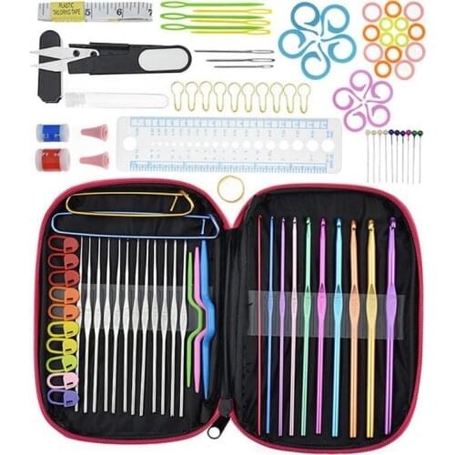 1 Set DIY Aluminum Crochet Hooks Sweater Knitting Needles Kit Weave Craft Sewing Tools Accessories