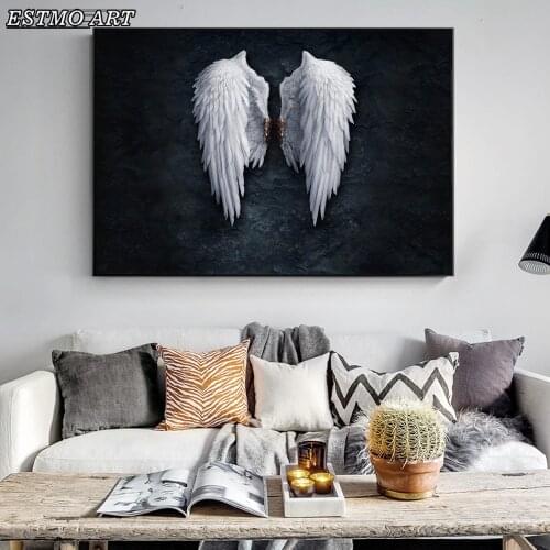 Wall Art Angel Wings Canvas Posters Painting Pictures Angel Feather Wings Paintings Posters and Prints Cuadros Decoracion