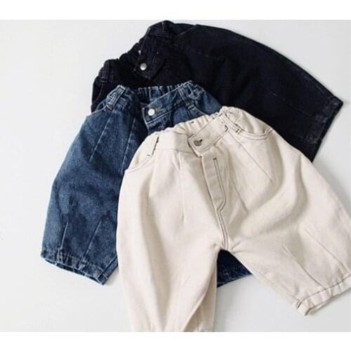 2020 early autumn childrens new style design for boys and girls, pleated wide-leg all-match lantern three-color jeans