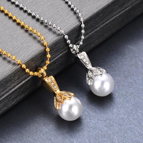 Memorial Jewelry Stainless Steel Pearl Urn Pendant Necklace Cremation Necklace for Pet/Human Keepsake Ashes Holder Jewelry
