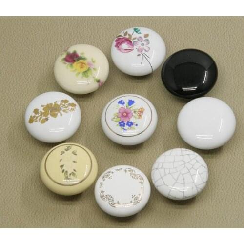 Pastoralism White Ceramic knob Star Flower Clock Print Kitchen Cabinet Cupboard Door knob and handles Drawer Knob Pulls YH1659
