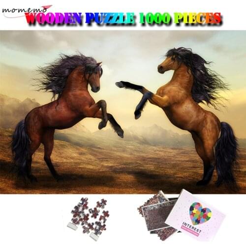 MOMEMO Fine Horse Puzzle 1000 Pieces Wooden Puzzles for Adults Art Painting Jigsaw Puzzle Interest Assembling Toys Puzzle Games