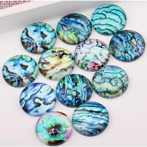 Onwear mixed seashell abalone photo glass cabochon 12mm 10mm 14mm 18mm 20mm diy round dome earrings pendant accessories