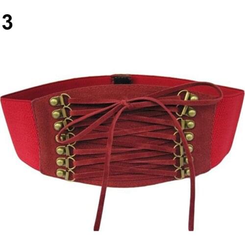 Hot Women Belt Fashion Wide Elastic Stretch Belt Tassel Lace Up Corset Waist Waistband Women Cummerbunds
