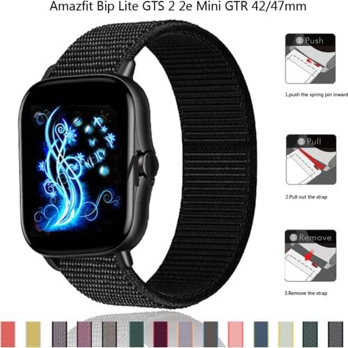 Nylon Loop Strap for amazfit GTS 2 2e Mini Bip/Bip Lite Watchband Bracelet for amazfit GTR 42/47mm 2 2e Stratos 2 2S 3 Wristbelt