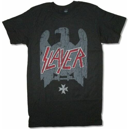 Slayer Grey Eagle Distressed Image Black T Shirt New Official Band Merch Soft Short Sleeve T shirt Fashion