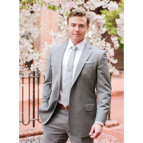 Grey Suits Men Classic Style Slim Fit Latest Coat Pant Designs Modern Prom Blazer Custom Made Masculino Wedding 2 Pieces