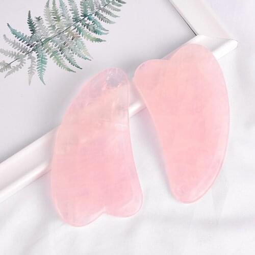 2-3 pcs Natural Rose Quartz Guasha Body Massager Scraper China Traditional SPA Therapy Health Care Jade Stone Scraping Tool