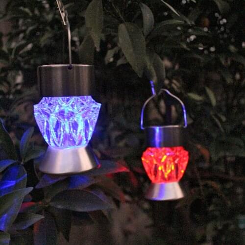 Solar light outdoors LED Solar diamond shape small Lantern waterproof colorful gradient villa corridor camping decoration lamp