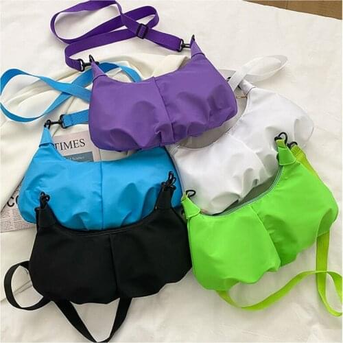 Candy Color Handbag For Women 2021 Shopping Ladies Armpit Bag Trend Simple VIntage Leisure Purple PU Casual All-match Female Sac