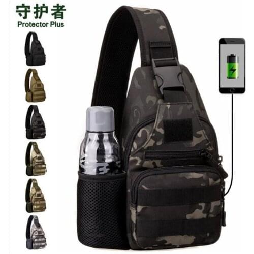 Tactical Chest Bag Protector Plus X223 Sports Bag Camouflage Nylon Military USB Charging Outdoor Hiking Cycling Bag